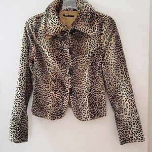 SISLEY Faux Leopard Print Fur Women's Jacket Sz 38/US Sz 4